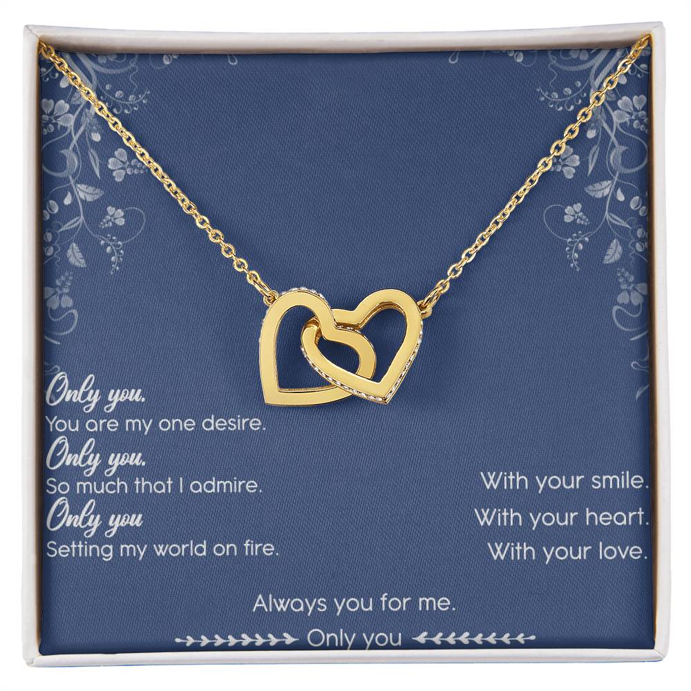 Only You Interlocking Hearts Necklace Message Card