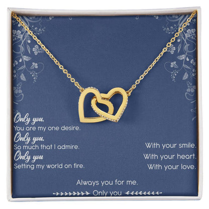 Only You Interlocking Hearts Necklace Message Card