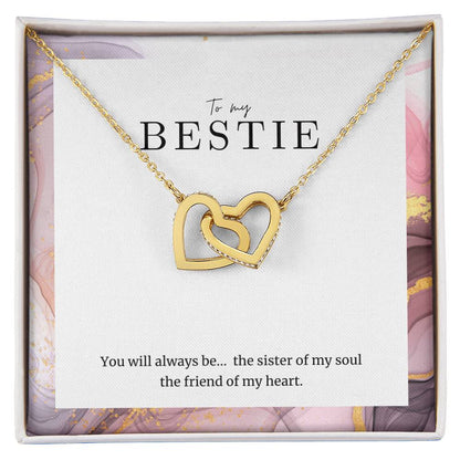 To My Bestie Interlocked Heart Necklace Interlocking Hearts Necklace