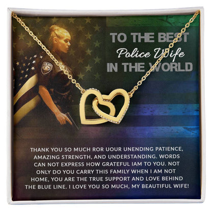 To Best Police Wife Interlocking Hearts Necklace