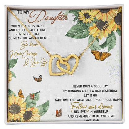 To My Daughter Interlocking Hearts Necklace Message Card