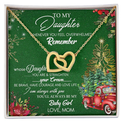 To My Daughter My Baby Girl Interlocking Hearts Necklace Christmas Message Card Gift From Mom