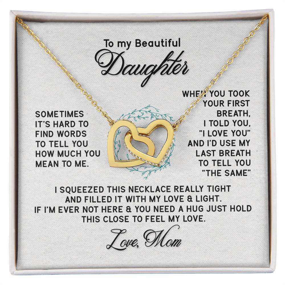 To My Beautiful Daughter Necklace From Mum To Daughter Necklace For Daughter Birthday Birthday Necklace Birthday Gifts Gift For Daughter Interlocking Hearts Necklace
