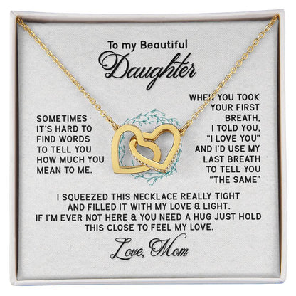 To My Beautiful Daughter Necklace From Mum To Daughter Necklace For Daughter Birthday Birthday Necklace Birthday Gifts Gift For Daughter Interlocking Hearts Necklace
