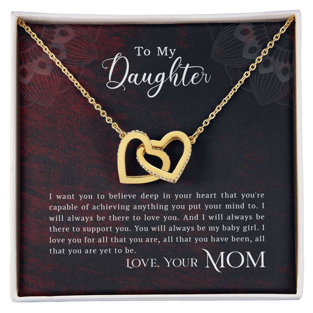 Collection Daughter - You Are Capable Of Achieving Anything Interlocking Hearts Necklace
