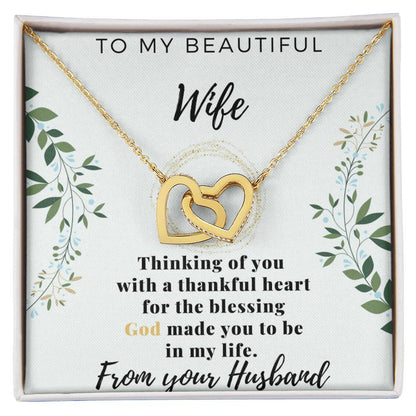 Gift For Wife From Husband Interlocking Hearts Necklace