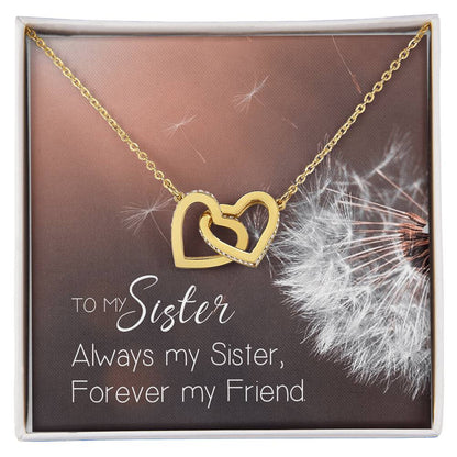 To My Sister Interlocking Hearts Necklace Birthday Message Card