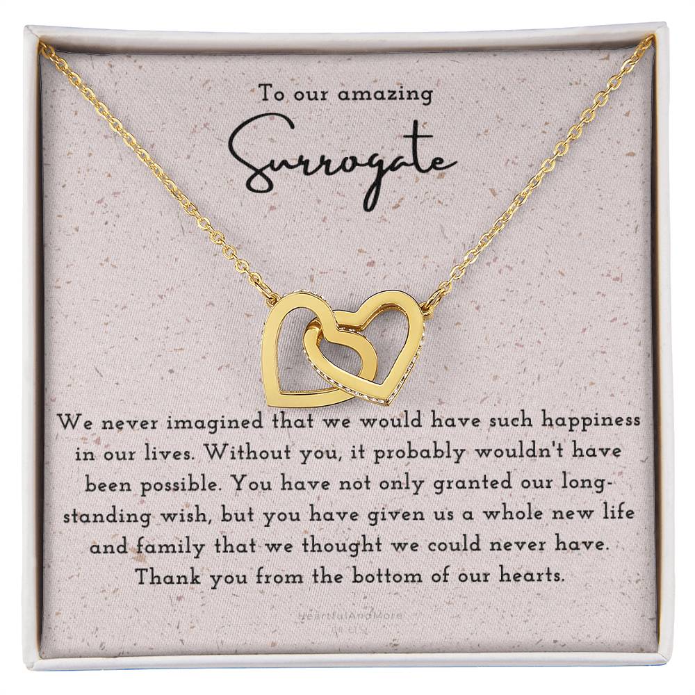 Surrogate Appreciation Gift Surrogate Gift Surrogate Gift With Message Card Surrogate Transfer Day Thank You Gift Interlocking Hearts Necklace