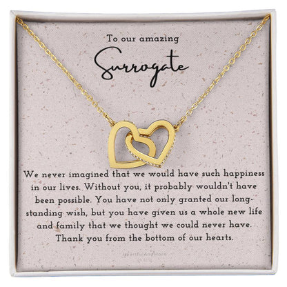 Surrogate Appreciation Gift Surrogate Gift Surrogate Gift With Message Card Surrogate Transfer Day Thank You Gift Interlocking Hearts Necklace