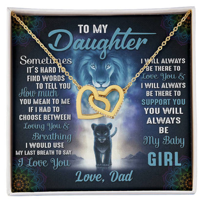 To My Daughter Necklace You Will Always Be My Baby Girl Daughter Gift From Dad Daughters Birthday Grown Up Daughter Interlocking Hearts Necklace
