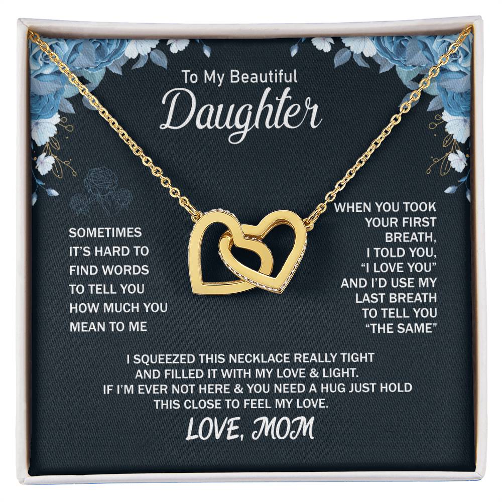 To My Daughter From Mom Interlocking Hearts Necklace Mother To Daughter Gift Birthday Gift To Daughter From Mom Daughter Necklace