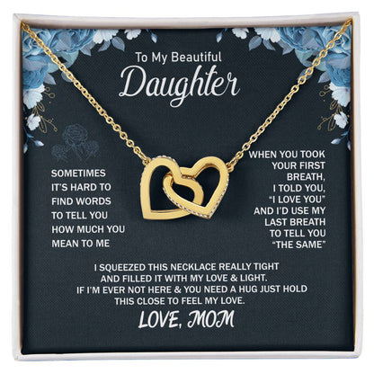 To My Daughter From Mom Interlocking Hearts Necklace Mother To Daughter Gift Birthday Gift To Daughter From Mom Daughter Necklace
