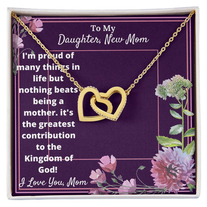 New Mom Cubic Zirconia Stone Necklace Interlocking Hearts Necklace