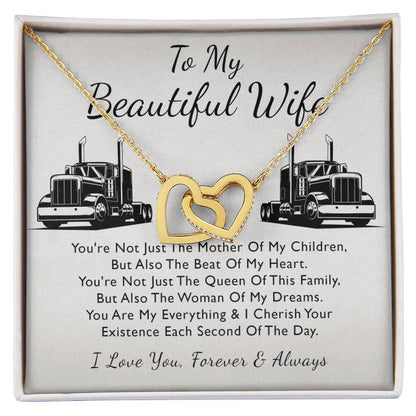 To My Beautiful Wife - Forever Heart Interlocking Hearts Necklace