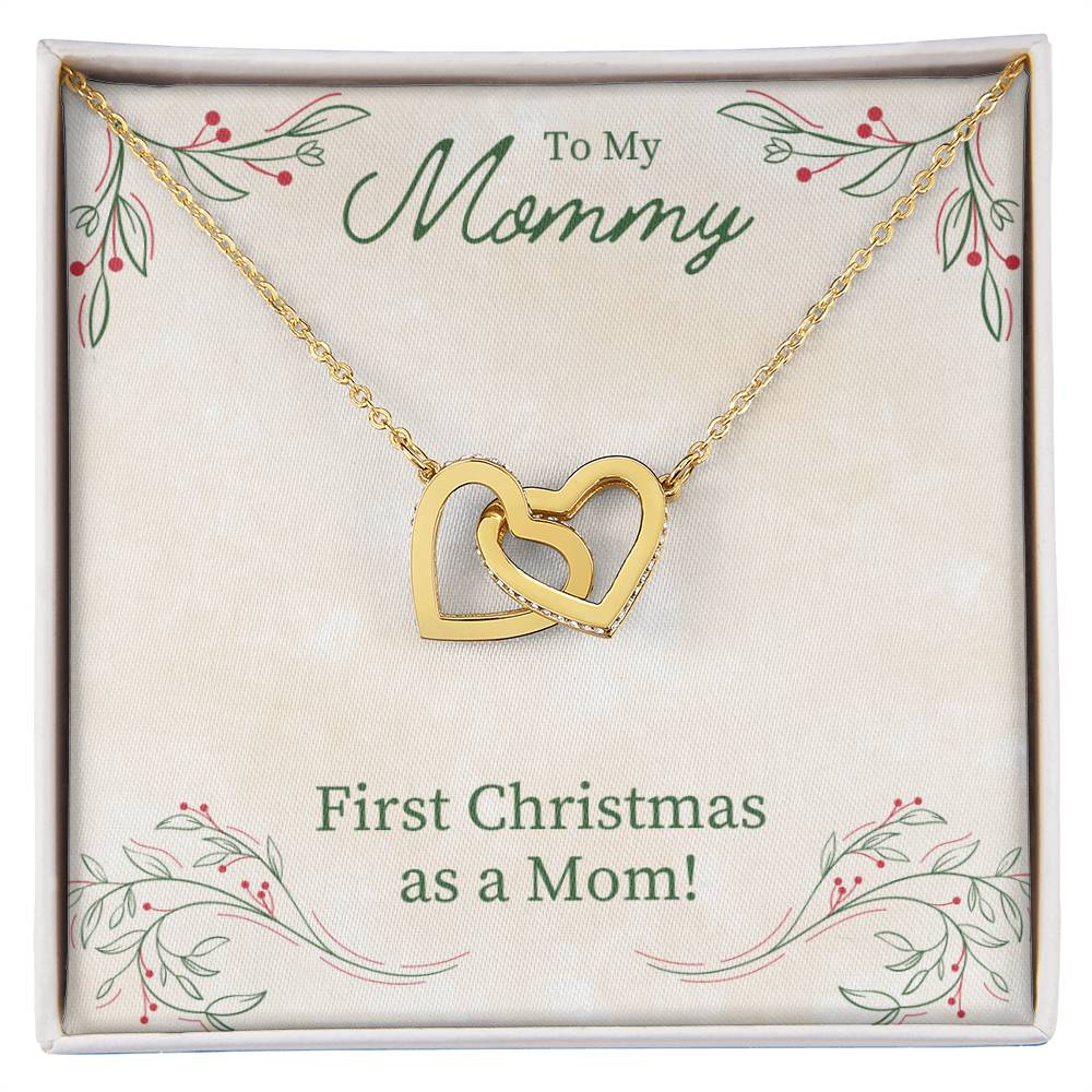 To My Mommy - First Christmas As A Mom - Interlocking Heart Necklace Interlocking Hearts Necklace