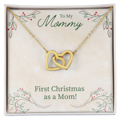 To My Mommy - First Christmas As A Mom - Interlocking Heart Necklace Interlocking Hearts Necklace