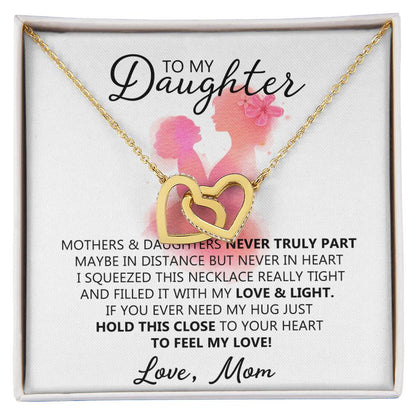 To My Daughter - Unique Interlocking Hearts Binding Necklace Gift Set Interlocking Hearts Necklace