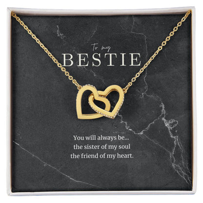 To My Bestie Interlocked Heart Necklace Interlocking Hearts Necklace