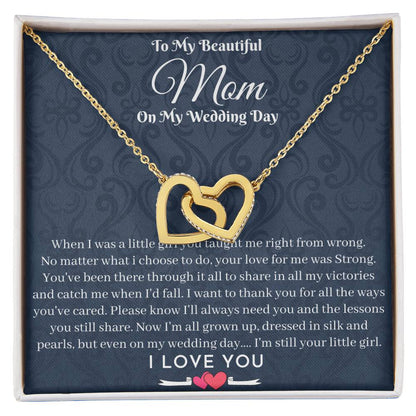 Mother Of The Bride Gift From Daughter Jewelry Necklace As Wedding Gift Bridal Party To My Lovely Mom On Me Wedding Day Gifts Interlocking Hearts Necklace