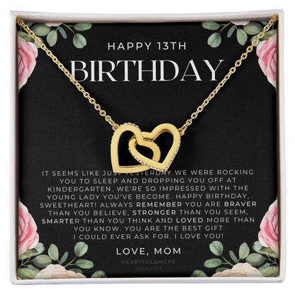 Gift For 13 Year Old Girl Gifts 13Th Birthday Girl 13Th Birthday Gift Thirteenth Birthday Necklace Teen Birthday Gift Official Teenager Interlocking Hearts Necklace