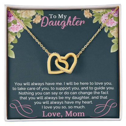 To My Daughter Necklace From Mom Interlocking Hearts Necklace