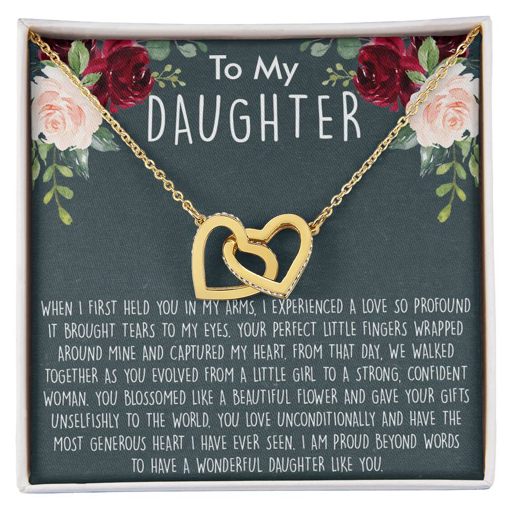 To My Daughter Necklace Gift For Daughter From Mom Sentimental Gift For Birthday Graduation Anniversary Interlocking Hearts Necklace