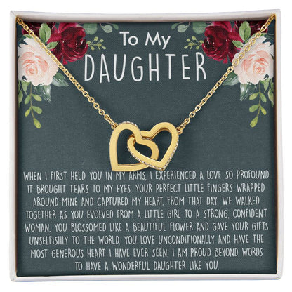To My Daughter Necklace Gift For Daughter From Mom Sentimental Gift For Birthday Graduation Anniversary Interlocking Hearts Necklace