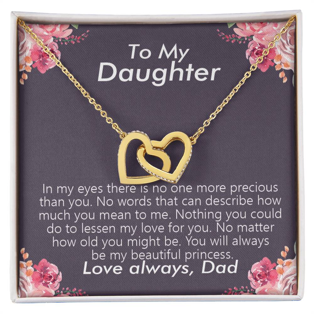 To My Daughter - Always Be My Princess Necklace - [Limited Time Offer] Interlocking Hearts Necklace