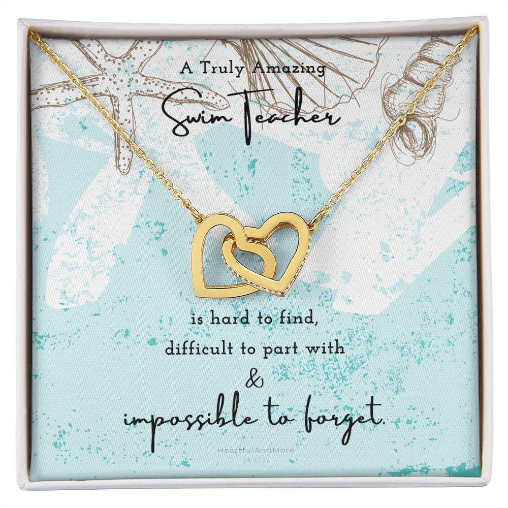 Gift For Swim Teacher Swim Teacher Appreciation Gift A Truly Amazing Swim Teacher Gift Interlocking Hearts Necklace