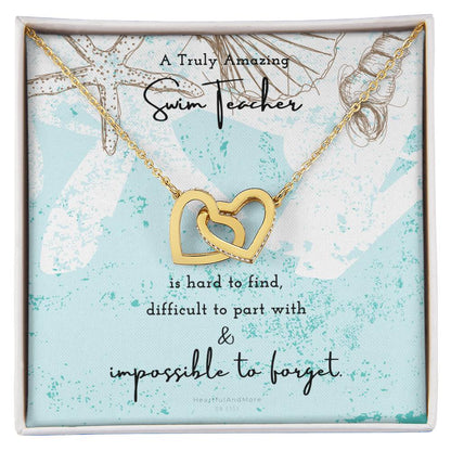 Gift For Swim Teacher Swim Teacher Appreciation Gift A Truly Amazing Swim Teacher Gift Interlocking Hearts Necklace