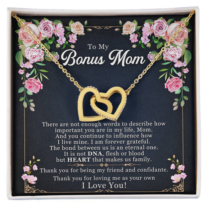 To My Bonus Mom - I Am Forever Grateful Interlocking Hearts Necklace
