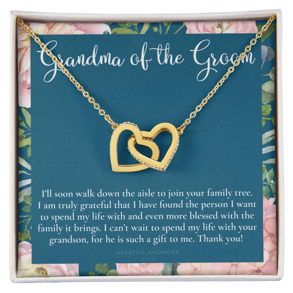 Grandmother Of The Groom Gift Necklace Grandma Wedding Gift Nana Bridal Shower Rehearsal Dinner Thank You Gift Interlocking Hearts Necklace