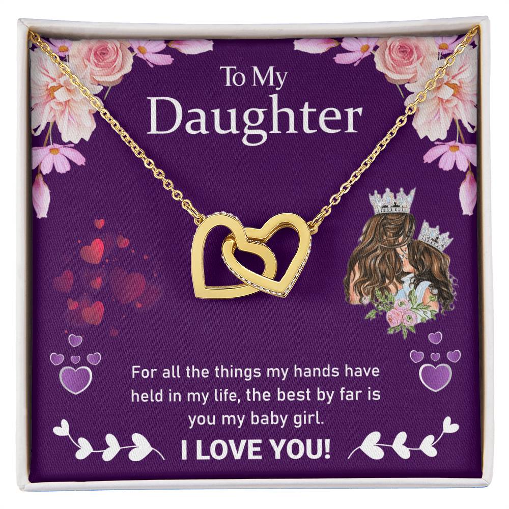 Love My Daughter Heart Locking Necklace Interlocking Hearts Necklace