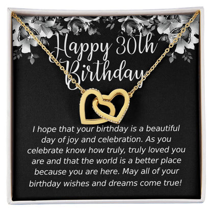 Happy Birthday 30 Year Old 1 Interlocking Hearts Necklace