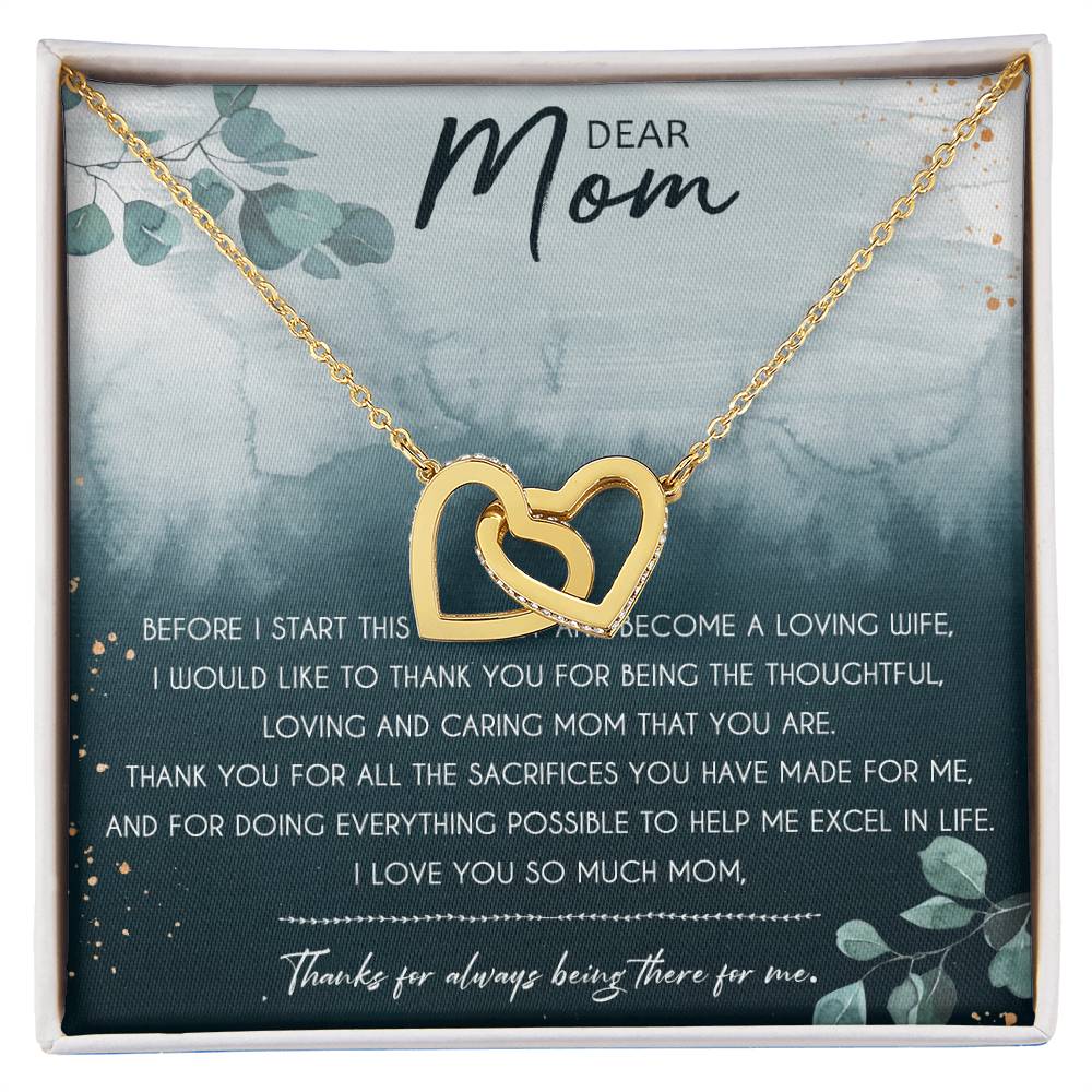 Dear Mom Interlocking Hearts Necklace Message Card
