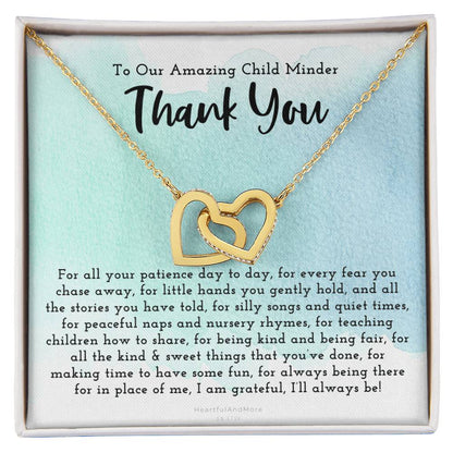 Thank You Gift For Child Minder Child Minder Appreciation Gift Child Minder Leaving Gift Childminder Christmas Gift Child Minder Necklace Interlocking Hearts Necklace