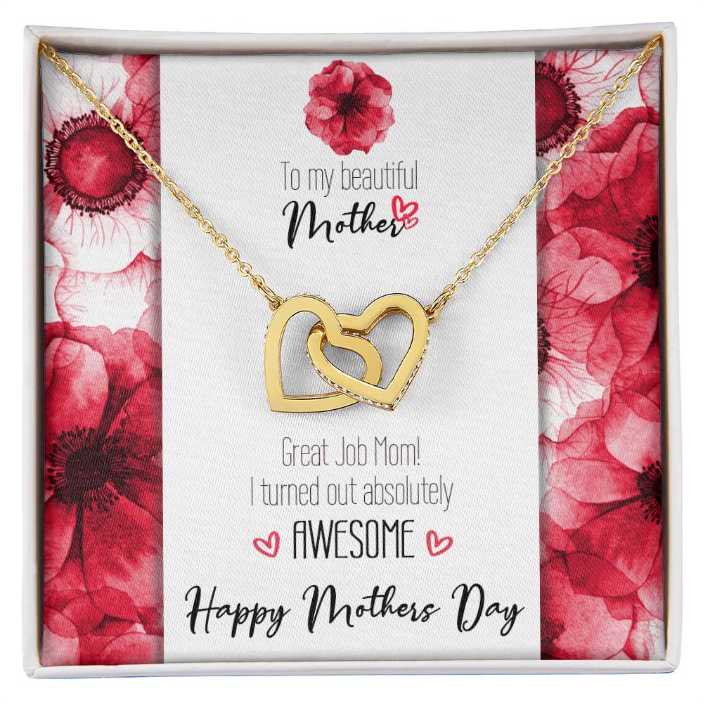 Great Job Mom Linked Hearts Mothers Day Necklace Interlocking Hearts Necklace