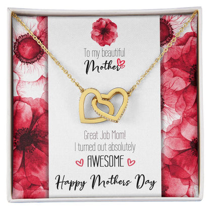 Great Job Mom Linked Hearts Mothers Day Necklace Interlocking Hearts Necklace
