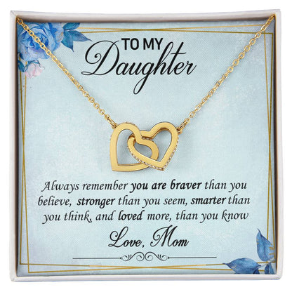 To My Daughter Interlocking Hearts Necklace Message Card