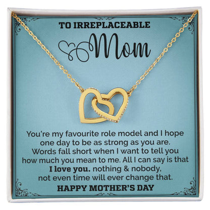 Mom Is My Favourite Role Modle - Interlocked Together Necklace - Mothers Day Interlocking Hearts Necklace