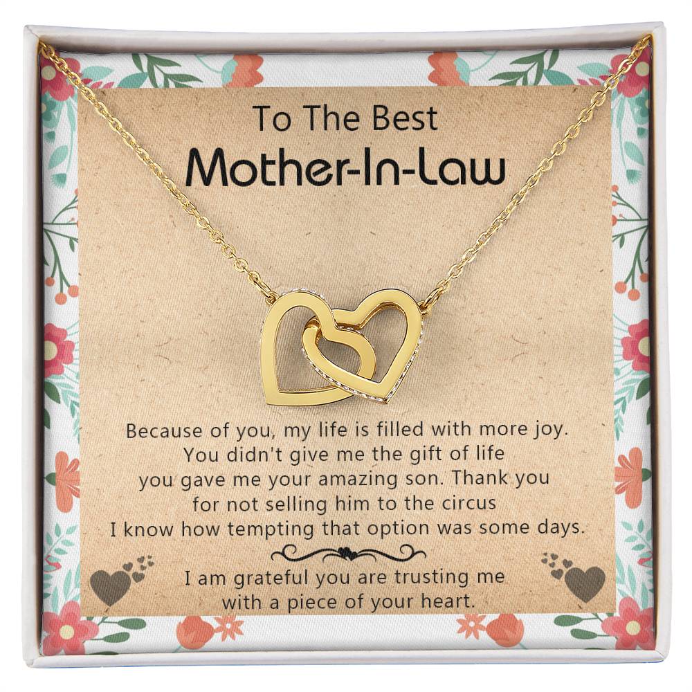 Gift For Mother-In-Law - My Life Is Filled With More Joy New - Interlocking Interlocking Hearts Necklace