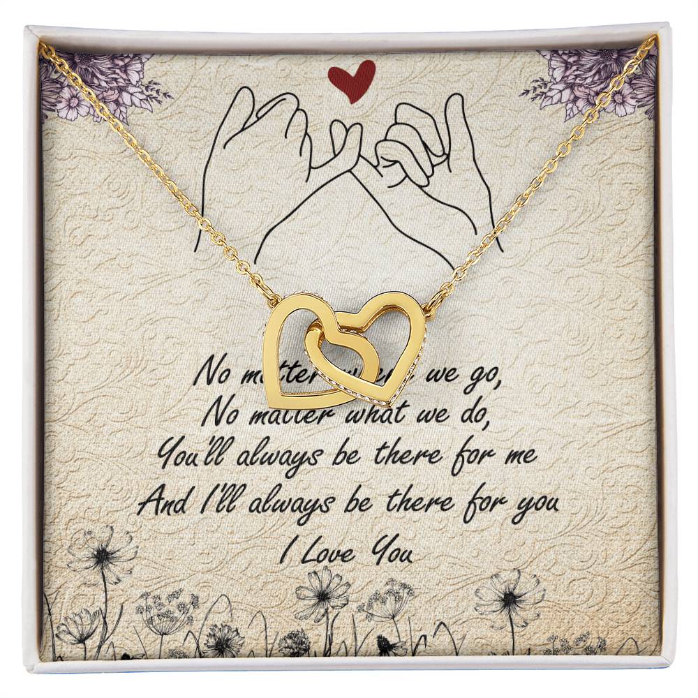 No Matter Interlocking Hearts Necklace Message Card