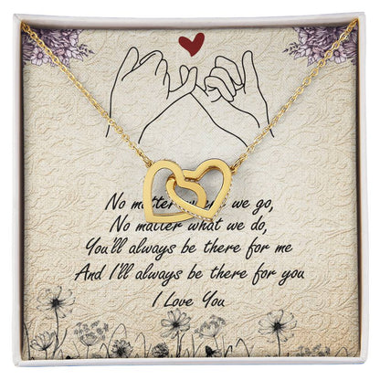 No Matter Interlocking Hearts Necklace Message Card