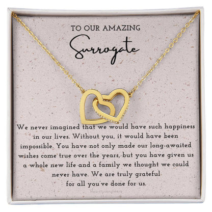 Surrogate Appreciation Gift Surrogate Gift Surrogate Gift With Message Card Surrogate Transfer Day Thank You Gift Interlocking Hearts Necklace