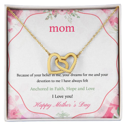 Happy Mothers Day Interlocking Hearts Necklace