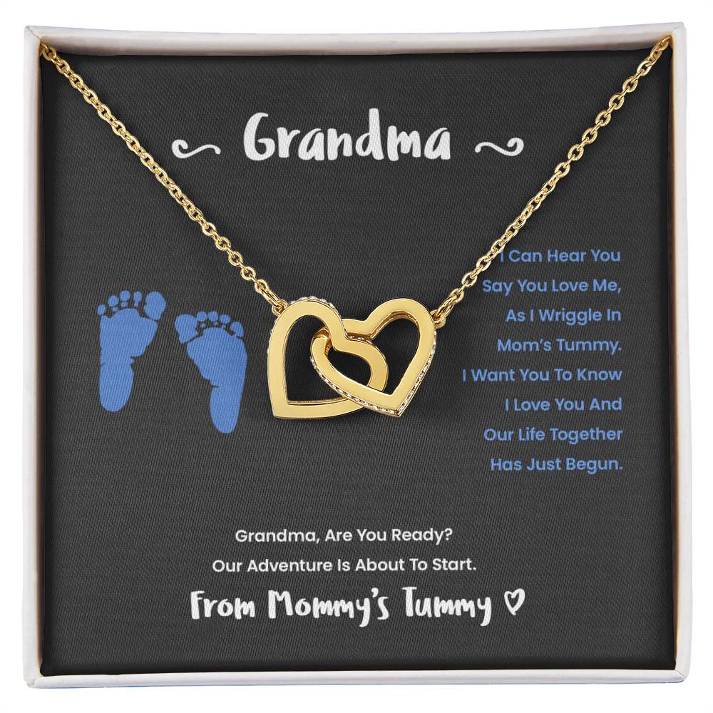 Grandma I Can Hear You Say You Love Me - Blue Version Interlocking Hearts Necklace