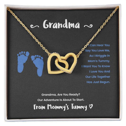 Grandma I Can Hear You Say You Love Me - Blue Version Interlocking Hearts Necklace