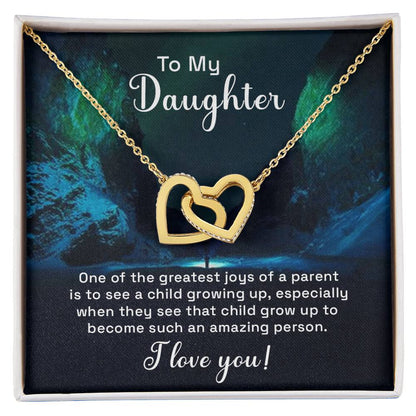 Gift For Bonus Daughter Personalized Gift Necklace For Bonus Daughter Heart Necklace For Stepdaughter Adopted Daughter Foster Daughter Interlocking Hearts Necklace
