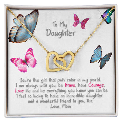 Daughter Butterfly - Hearts Necklace Interlocking Hearts Necklace