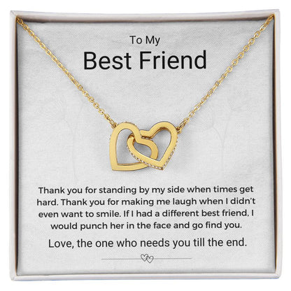Standing By My Side Best Friend Interlocking Hearts Necklace